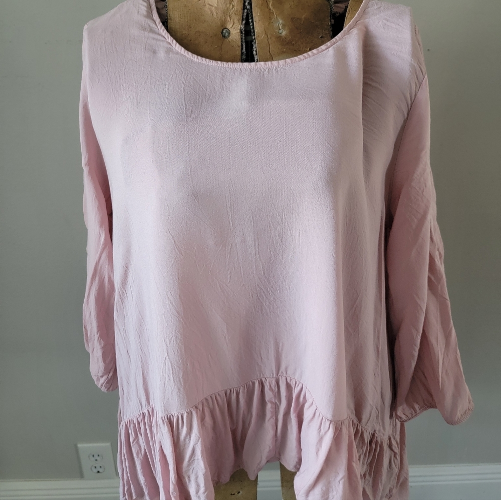 Simply Vera Vera Wang Light Pink Blouse Top Women's Size L EUC